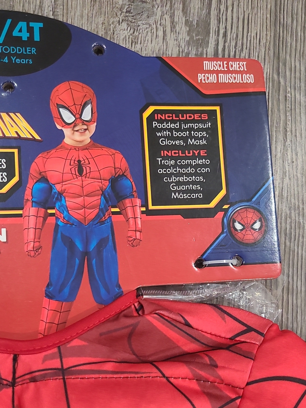 Rubie's Red and Blue Webbed Muscle Kids Costume Size 3-4T - Picture 4 of 5